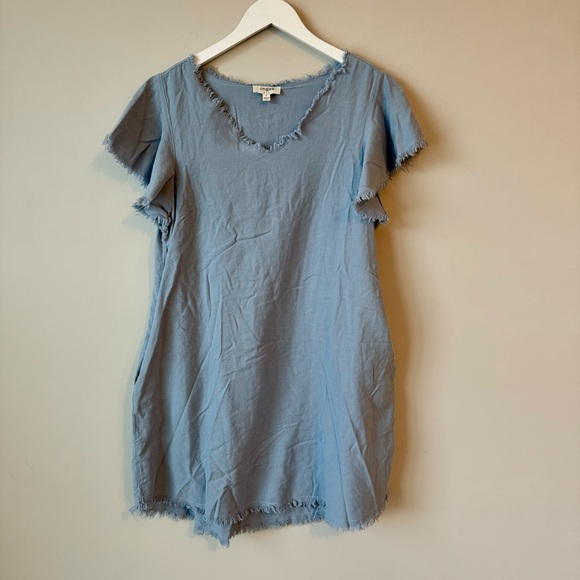 Umgee | Lightweight Chambray Flutter Sleeve Dress - Picture 1 of 6